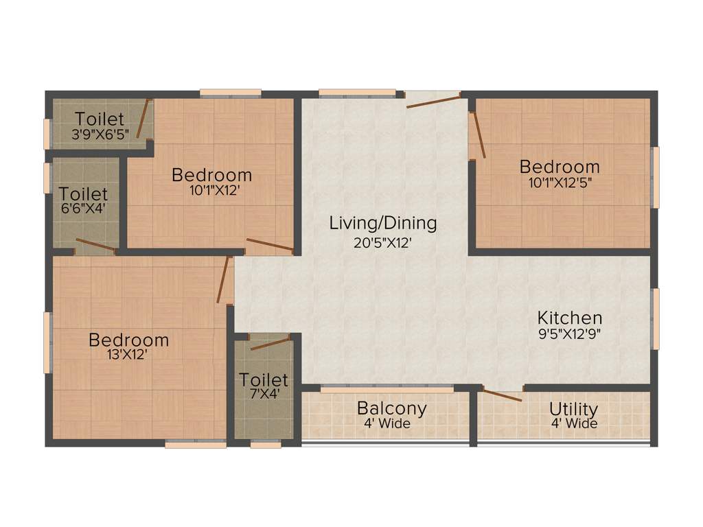 Gem Nest (3BHK+3T (1,386 sq ft) 1386 sq ft)