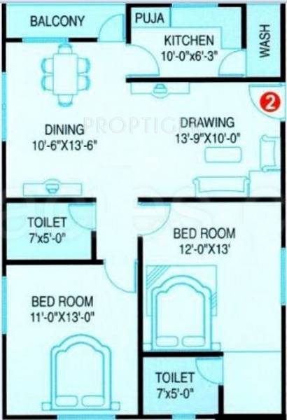 Matrix GMR Enclave (2BHK+2T (1,105 sq ft) 1105 sq ft)