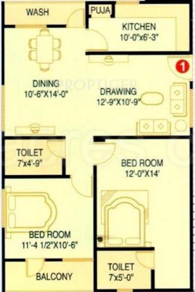 Matrix GMR Enclave (2BHK+2T (1,150 sq ft) 1150 sq ft)