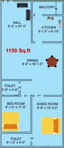 Lucid Maruti Homes (2BHK+2T (1,150 sq ft) 1150 sq ft)