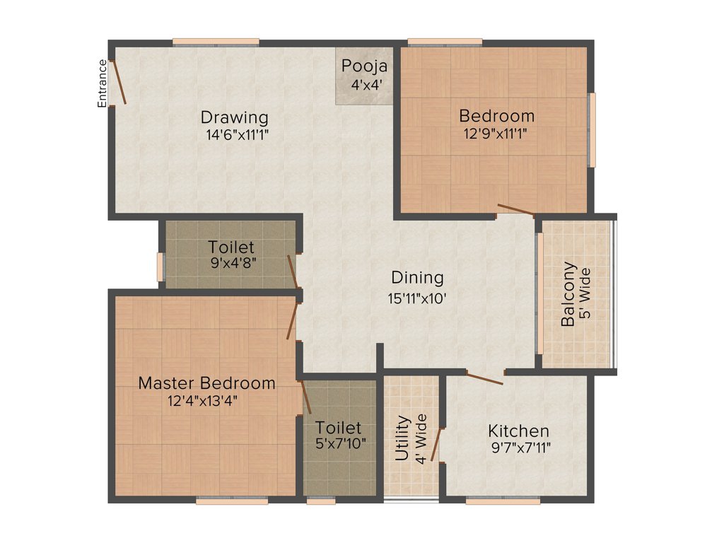 Siri Pride (2BHK+2T (1,280 sq ft)   Pooja Room 1280 sq ft)