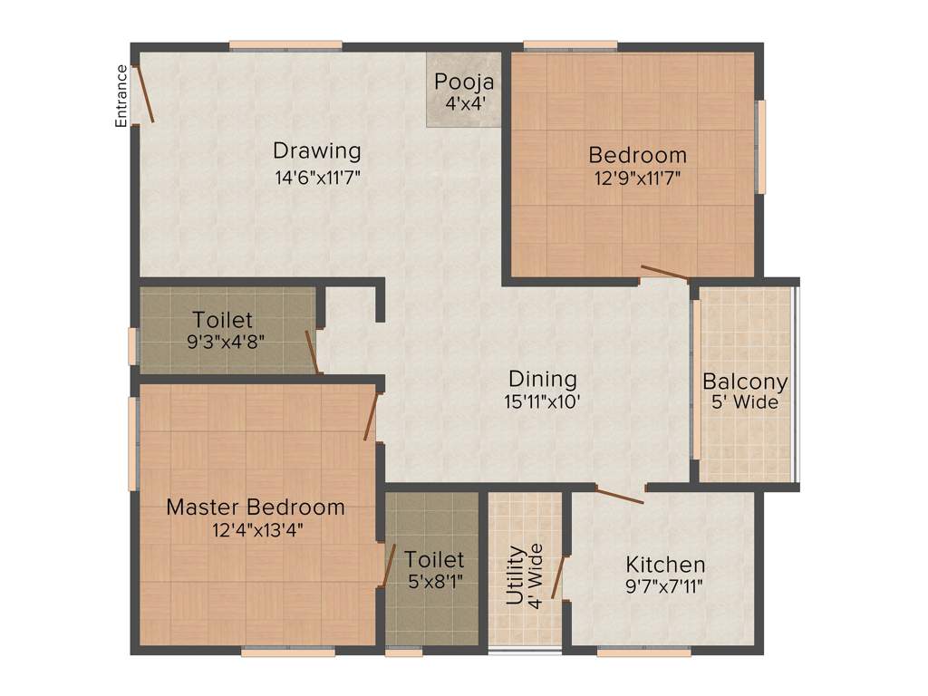 Siri Pride (2BHK+2T (1,300 sq ft)   Pooja Room 1300 sq ft)