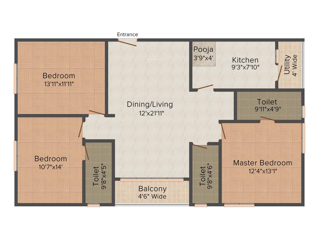 Siri Pride (3BHK+3T (1,575 sq ft)   Pooja Room 1575 sq ft)