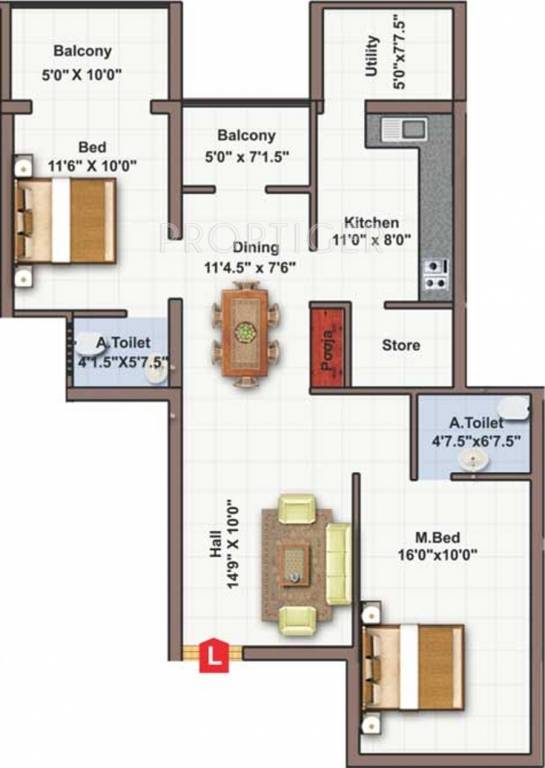 Sri Purandara (2BHK+2T (1,104 sq ft) 1104 sq ft) Sri Purandara (2BHK+2T (1,104 sq ft) 1104 sq ft)