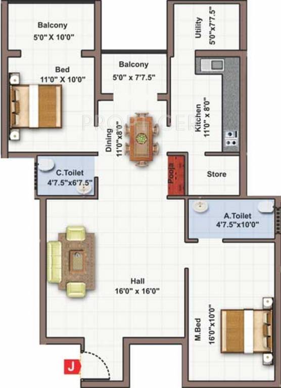Sri Purandara (2BHK+2T (1,300 sq ft) 1300 sq ft)
