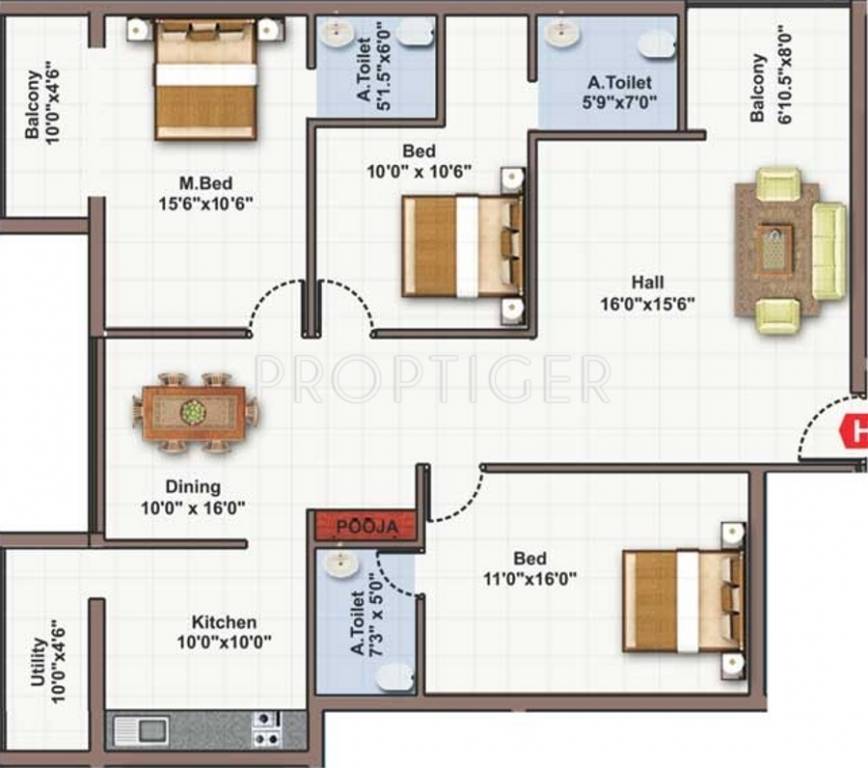 Sri Purandara (3BHK+3T (1,680 sq ft) 1680 sq ft)