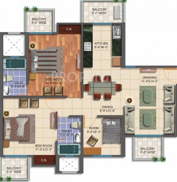 TGB Neelgagan (2BHK+2T (1,250 sq ft)   Study Room 1250 sq ft)