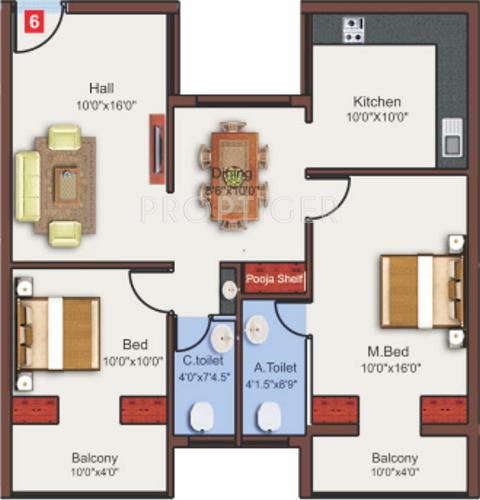 Sri Hillcrest (2BHK+2T (1,072 sq ft) 1072 sq ft) Sri Hillcrest (2BHK+2T (1,072 sq ft) 1072 sq ft)