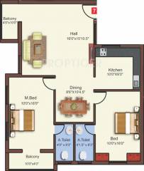 Sri Hillcrest (2BHK+2T (1,210 sq ft) 1210 sq ft)