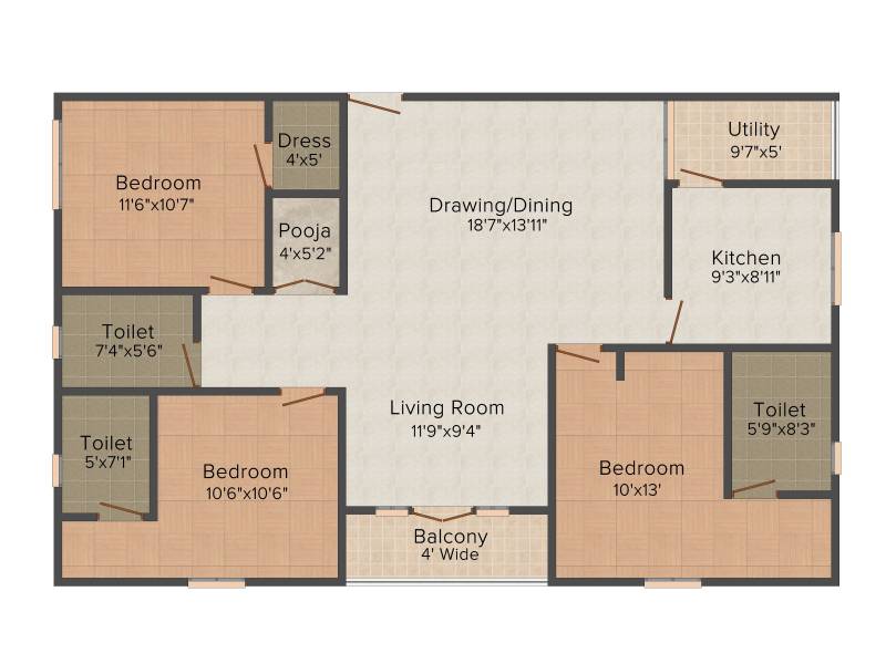 Kolla Luxor Heights (3BHK+3T (1,655 sq ft) 1655 sq ft)