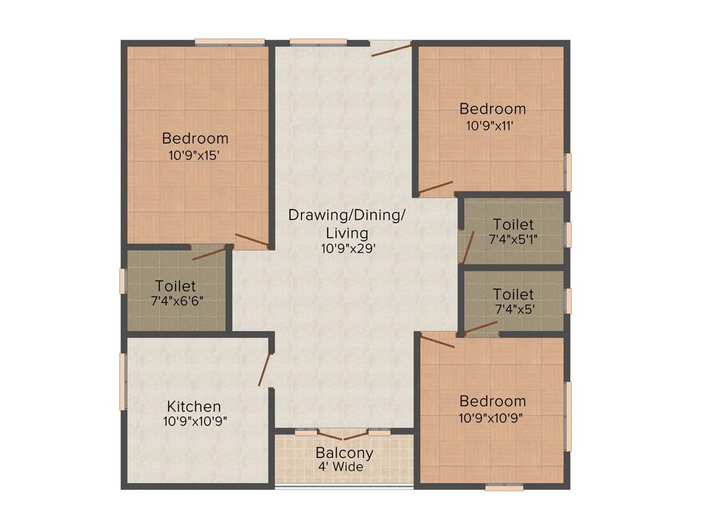 Kolla Luxor Heights (3BHK+3T (1,480 sq ft) 1480 sq ft)