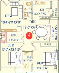 SV Brundavanam (2BHK+2T (882 sq ft)   Pooja Room 882 sq ft)