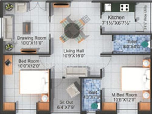 Srisairam Vasundhara Residency (2BHK+2T (1,005 sq ft) 1005 sq ft)