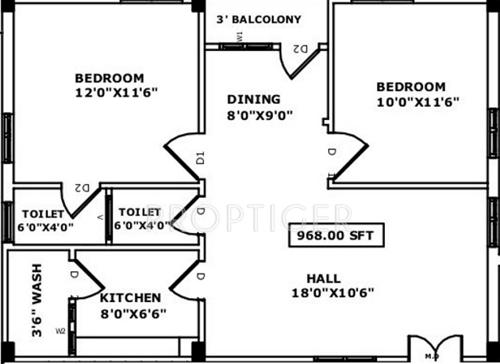 Parkwood Signature (2BHK+2T (968 sq ft) 968 sq ft) Parkwood Signature (2BHK+2T (968 sq ft) 968 sq ft)