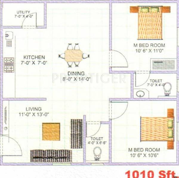 Supriya Classic (2BHK+2T (1,010 sq ft) 1010 sq ft)