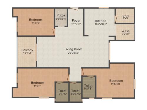 Sangini Shubh Sangini (3BHK+3T (1,600 sq ft) 1600 sq ft)