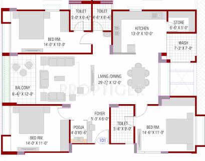 2500 Sq Ft 3 Bhk Floor Plan Image Sangini Group Shubh Sangini Available For Sale Proptiger Com