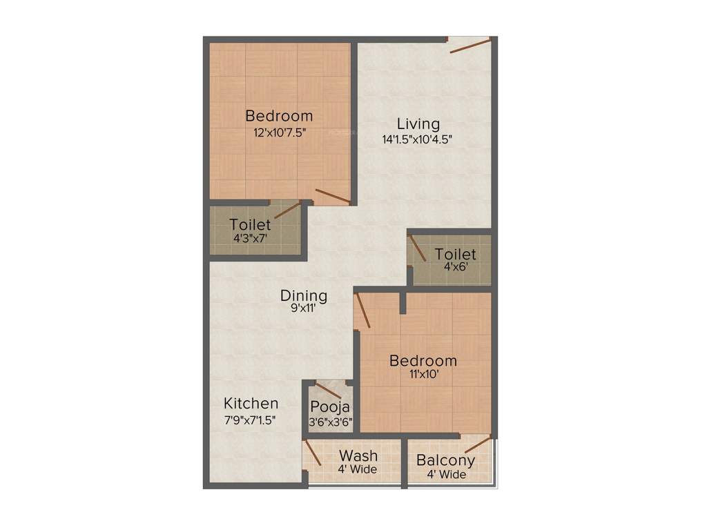 Venkat Residency (2BHK+2T (990 sq ft)   Pooja Room 990 sq ft)