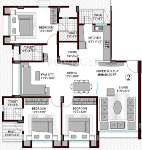 Sangini Sneh Sangini (3BHK+3T (1,900 sq ft) 1900 sq ft)