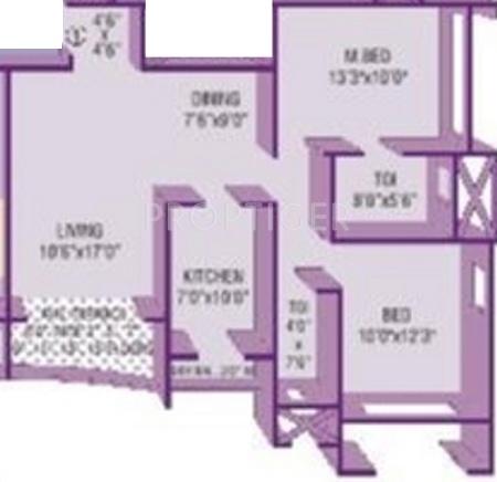 Puraniks Zeneeth (2BHK+2T (1,220 sq ft) 1220 sq ft)