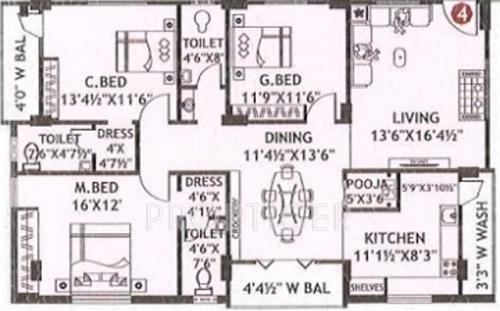 Vivekananda Heights (3BHK+3T (1,632 sq ft)   Pooja Room 1632 sq ft)
