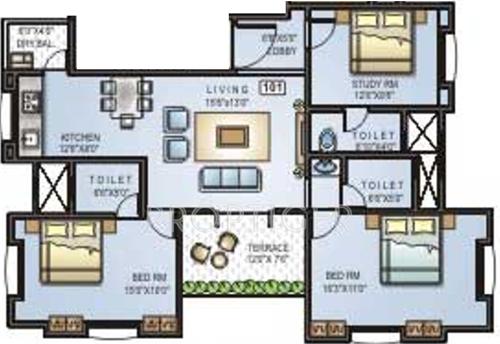Shreeraj One (3BHK+3T (1,286 sq ft) 1286 sq ft)