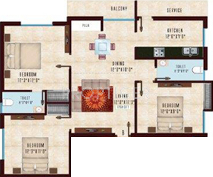 Green Vilvam (3BHK+2T (1,250 sq ft) 1250 sq ft)