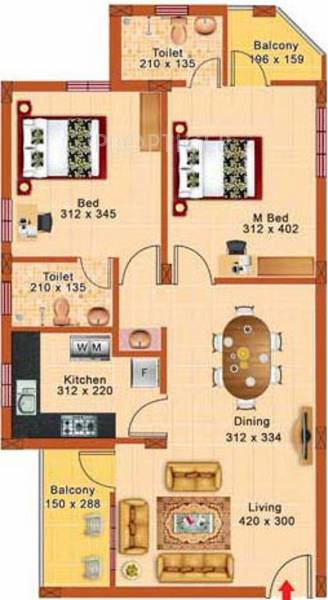 Hi Life Ruby Elegance (2BHK+2T (1,006 sq ft) 1006 sq ft)