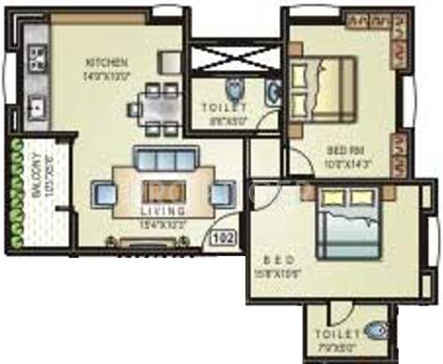 Shreeraj One (2BHK+2T (1,060 sq ft) 1060 sq ft)