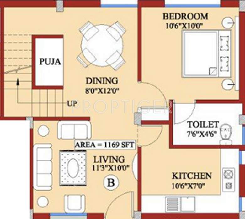 Green Tulasi (2BHK+2T (1,169 sq ft) 1169 sq ft)