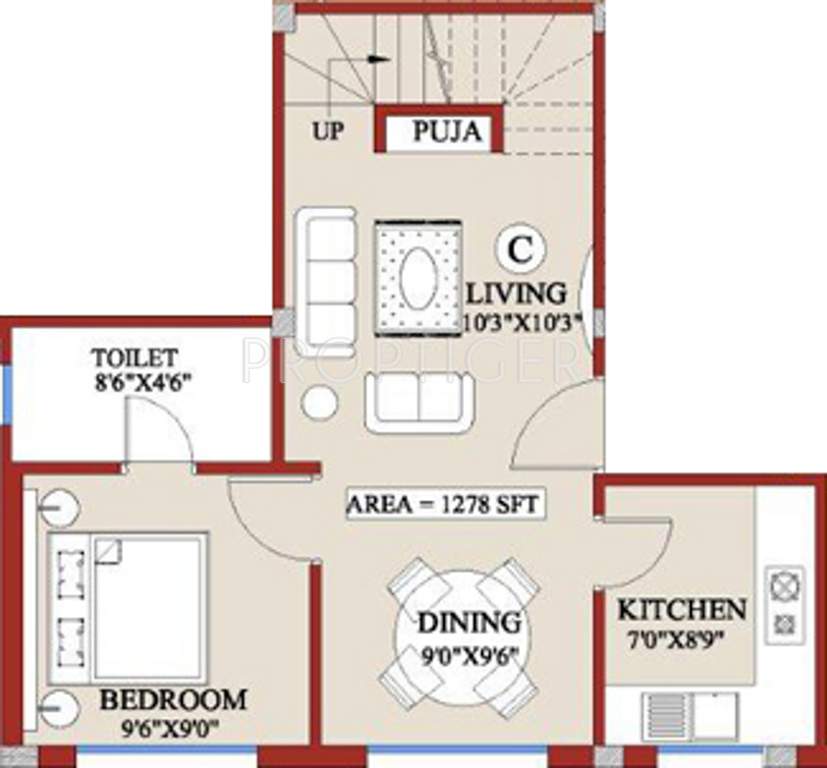 Green Tulasi (3BHK+3T (1,278 sq ft) 1278 sq ft)
