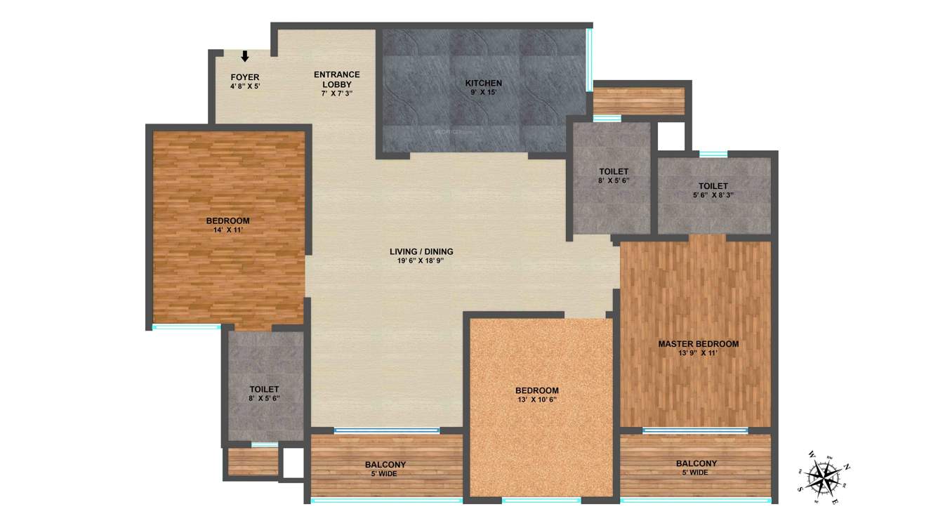 Brigade Northridge (3BHK+3T (1,710 sq ft) 1710 sq ft)