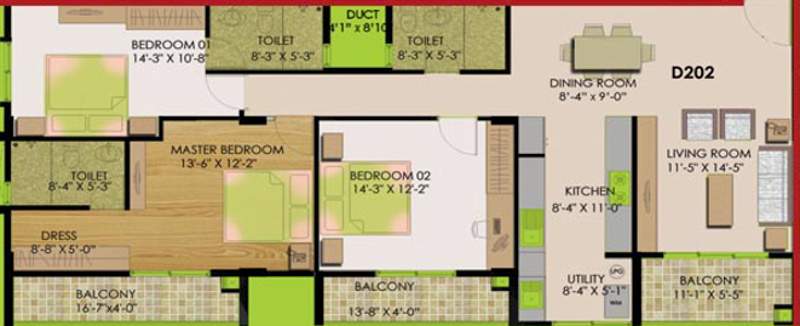 Rainbow Kishore Glendale (3BHK+3T (1,462 sq ft) 1462 sq ft)