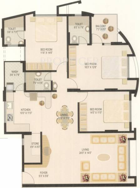 Sangini Residency (3BHK+3T (1,600 sq ft) 1600 sq ft)