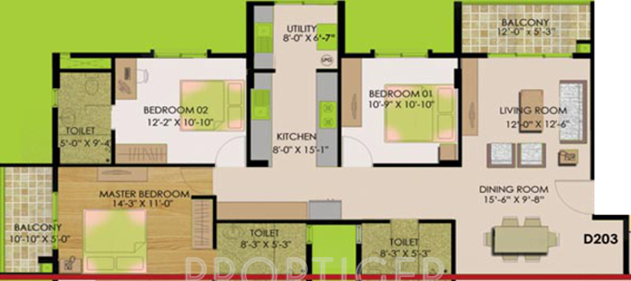 Rainbow Kishore Glendale (3BHK+3T (1,512 sq ft) 1512 sq ft)