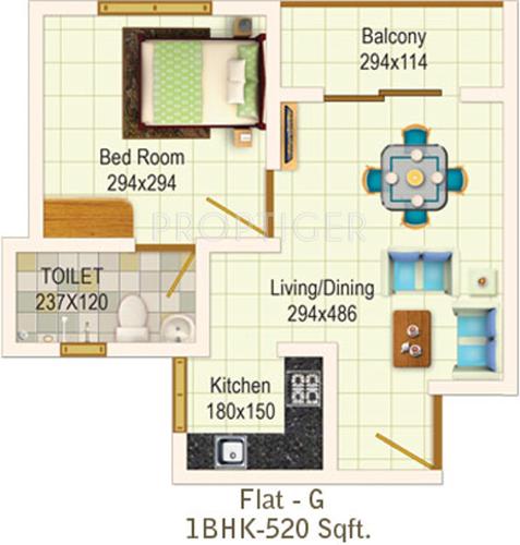 Rainbow Apartments (1BHK+1T (520 sq ft) 520 sq ft)