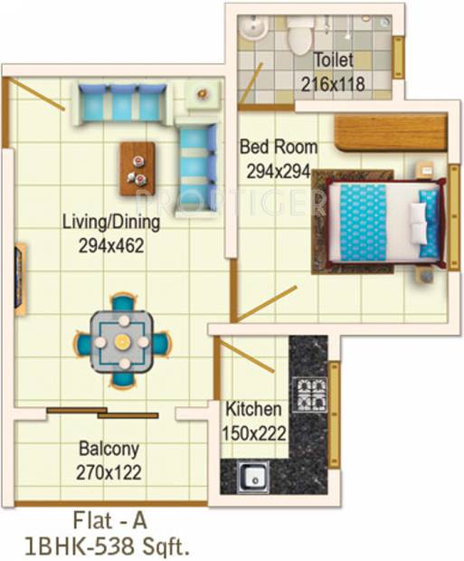 Rainbow Apartments (1BHK+1T (538 sq ft) 538 sq ft)