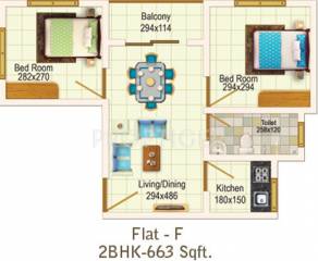Rainbow Apartments (2BHK+1T (663 sq ft) 663 sq ft)