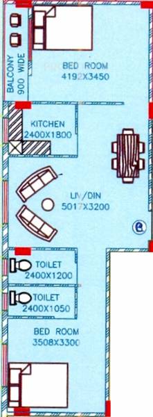 Ames Jessore (2BHK+2T (1,114 sq ft) 1114 sq ft)