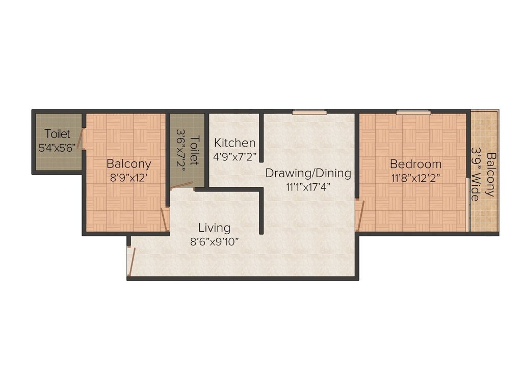 Ames Jessore (2BHK+2T (1,022 sq ft) 1022 sq ft)