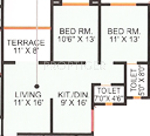 Arun Shraddha Terrace (2BHK+2T (950 sq ft) 950 sq ft)