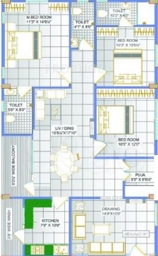 Sri Wooden Sapphire (3BHK+3T (1,560 sq ft)   Pooja Room 1560 sq ft)