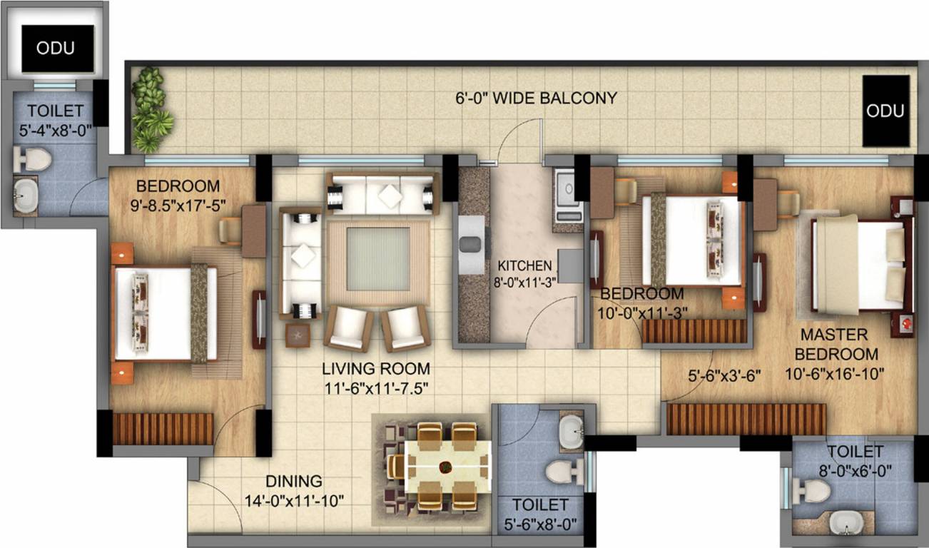 DLF The Skycourt (3BHK+3T (1,848 sq ft) 1848 sq ft) DLF The Skycourt (3BHK+3T (1,848 sq ft) 1848 sq ft)