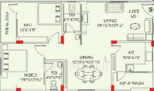  Pragathi And Tulasi (2BHK+2T (1,165 sq ft) 1165 sq ft)