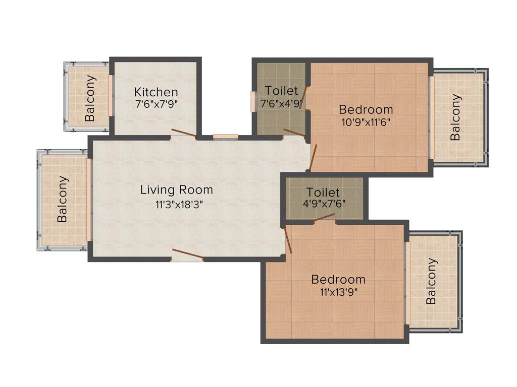 Lotus Woodview Residences (2BHK+2T (1,090 sq ft) 1090 sq ft)