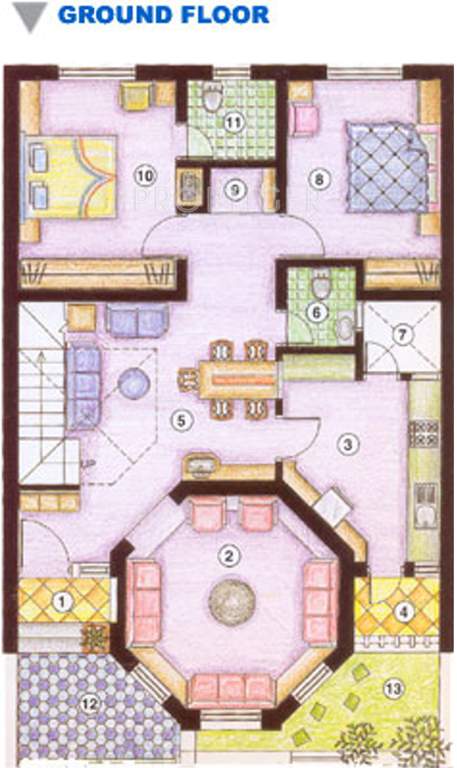 Karni Banshi Roop Rajat Sarovar Ground Floor Plan (3BHK+3T)