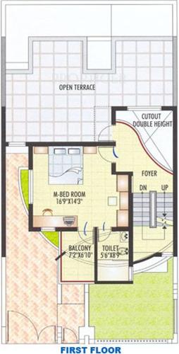 First Floor Plan (2BHK+3T) Karni Banshi Roop Rajat Township Phase II First Floor Plan (2BHK+3T)