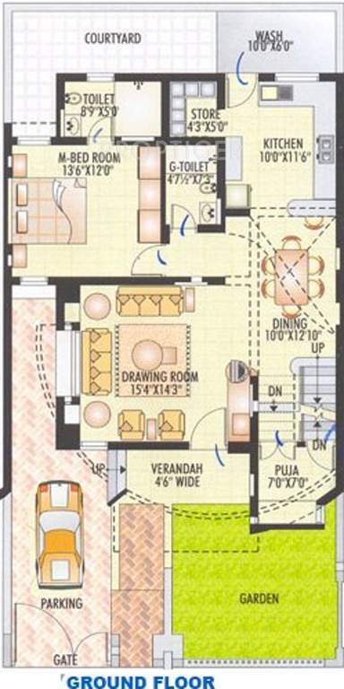 Karni Banshi Roop Rajat Township Phase II Ground Floor Plan (2BHK+3T)