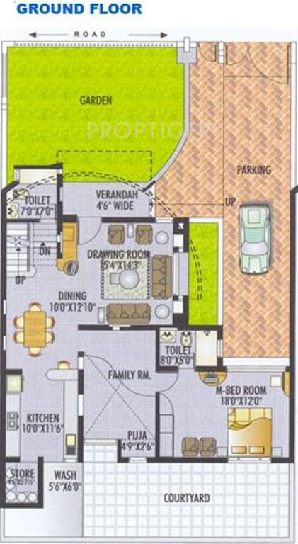 Karni Banshi Roop Rajat Township Phase II Ground Floor Plan (3BHK+4T)