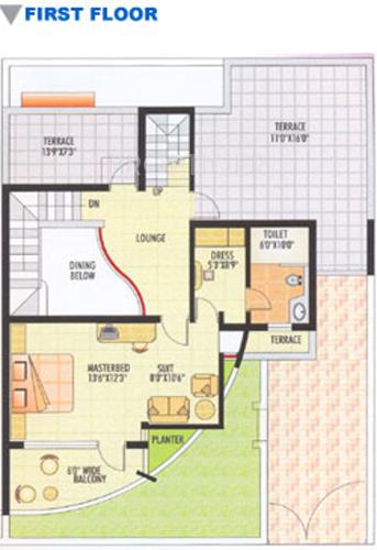 First Floor Plan (2BHK+3T) Karni Banshi Roop Rajat Township Phase III First Floor Plan (2BHK+3T)